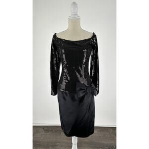 Mendicino New York Vintage Sequin Cocktail Evening Dress Womens Size 12 Black